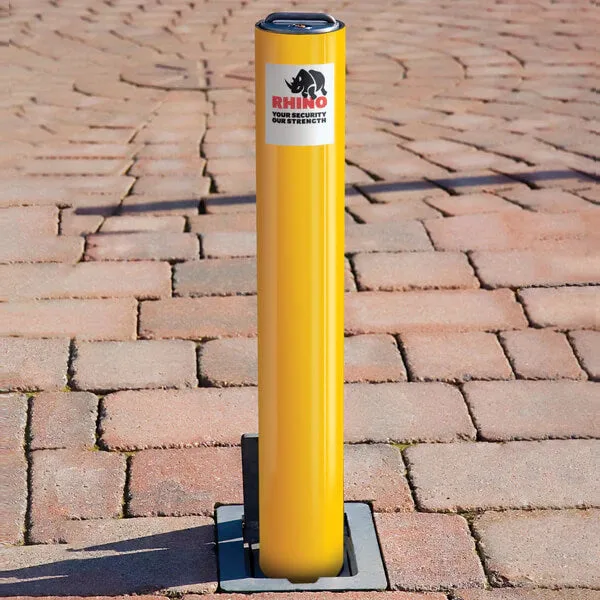 Yellow Powder Coated Steel Telescopic Driveway Bollard